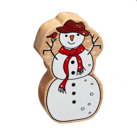 Lanka Kade Natural Wooden White Snowman NC593 image 0