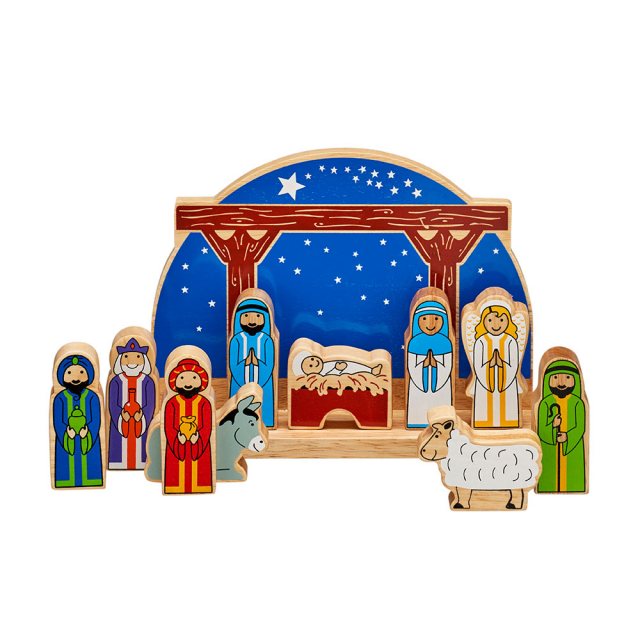 Lanka Kade Christmas- Natural Wooden Starry Night Nativity Set BU95 image 0