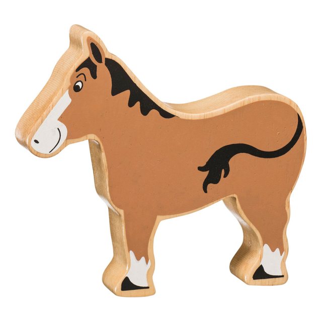 Lanka Kade Natural Wooden Brown Horse NC107 image 0