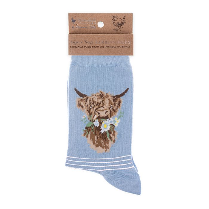 Wrendale 'Daisy Coo' Highland Cow Bamboo Socks image 0