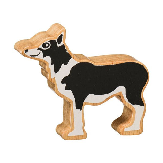 Lanka Kade Natural Wooden Black and White Dog NC116 image 0