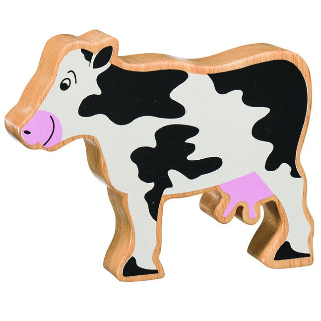 Lanka Kade Natural Wooden Black and White Cow NC103 image 0