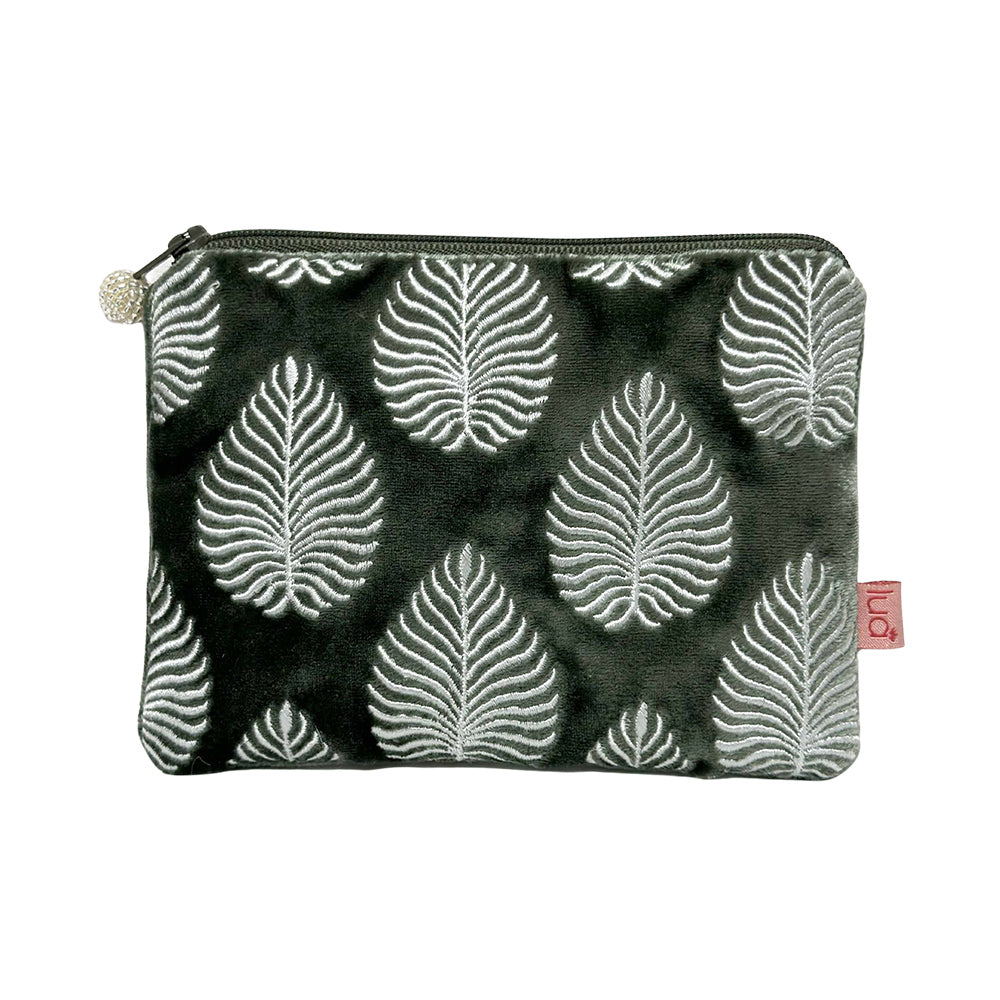 Lua Geo Leaf Velvet Purse - Sage image 0