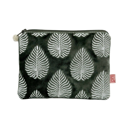 Lua Geo Leaf Velvet Purse - Sage image 0