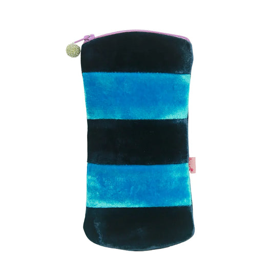 Lua Striped Velvet Glasses Case - Navy image 0
