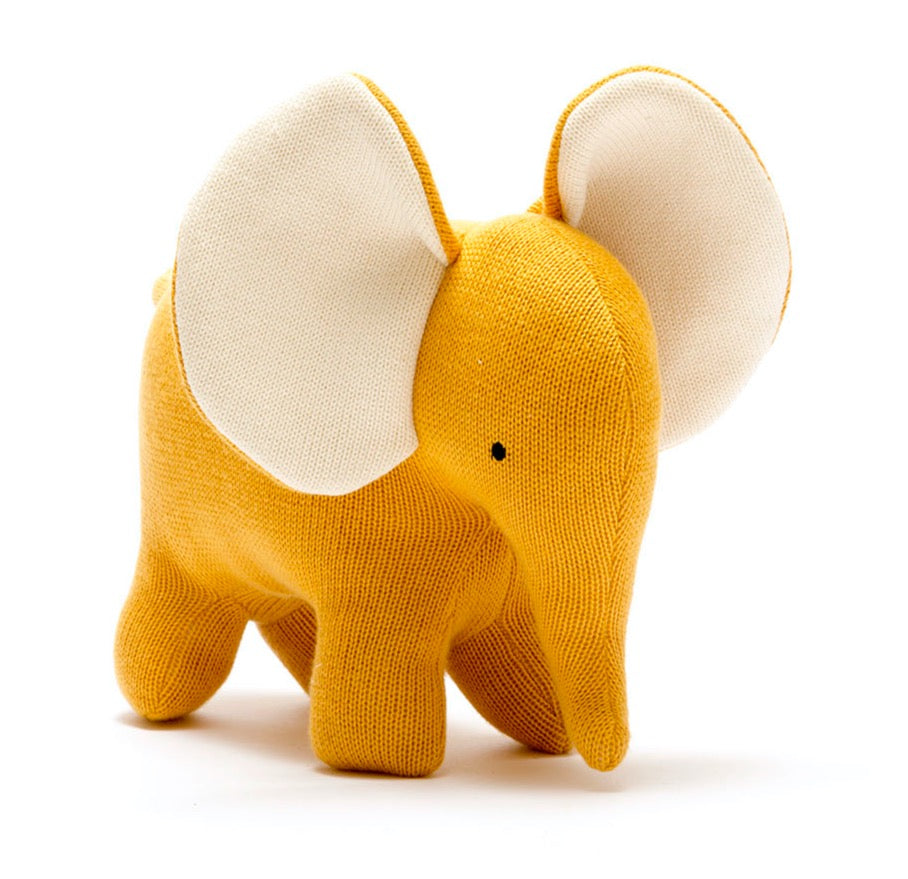 Best Years Organic Cotton Elephant Soft Toy - Mustard image 0