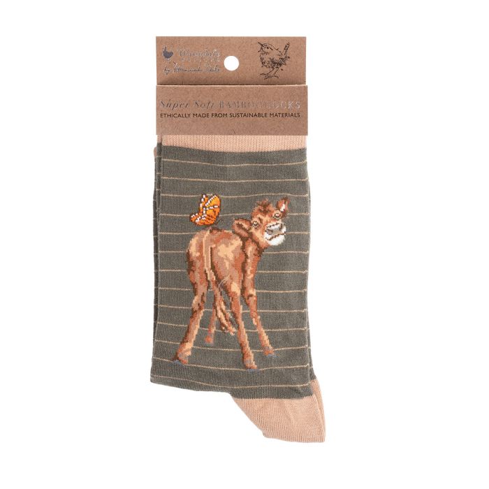 Wrendale 'Fluttery Fabulous' Cow & Butterfly Bamboo Socks image 0