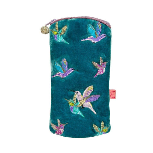 Lua Hummingbird Velvet Glasses Case - Teal image 0