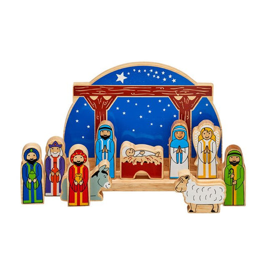 Lanka Kade Christmas- Natural Wooden Starry Night Nativity Set BU95 image 0