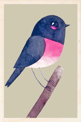 Wooden Postcard - Pink Robin, Matt Sewell Birds™ | Naturally Ethical